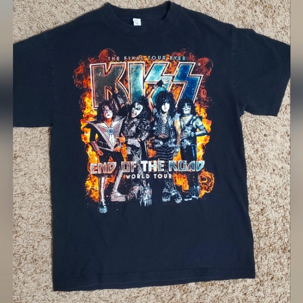 Kiss "End of the Road" 2019 Authentic Black Graphic Concert Tee Sz M, GUC